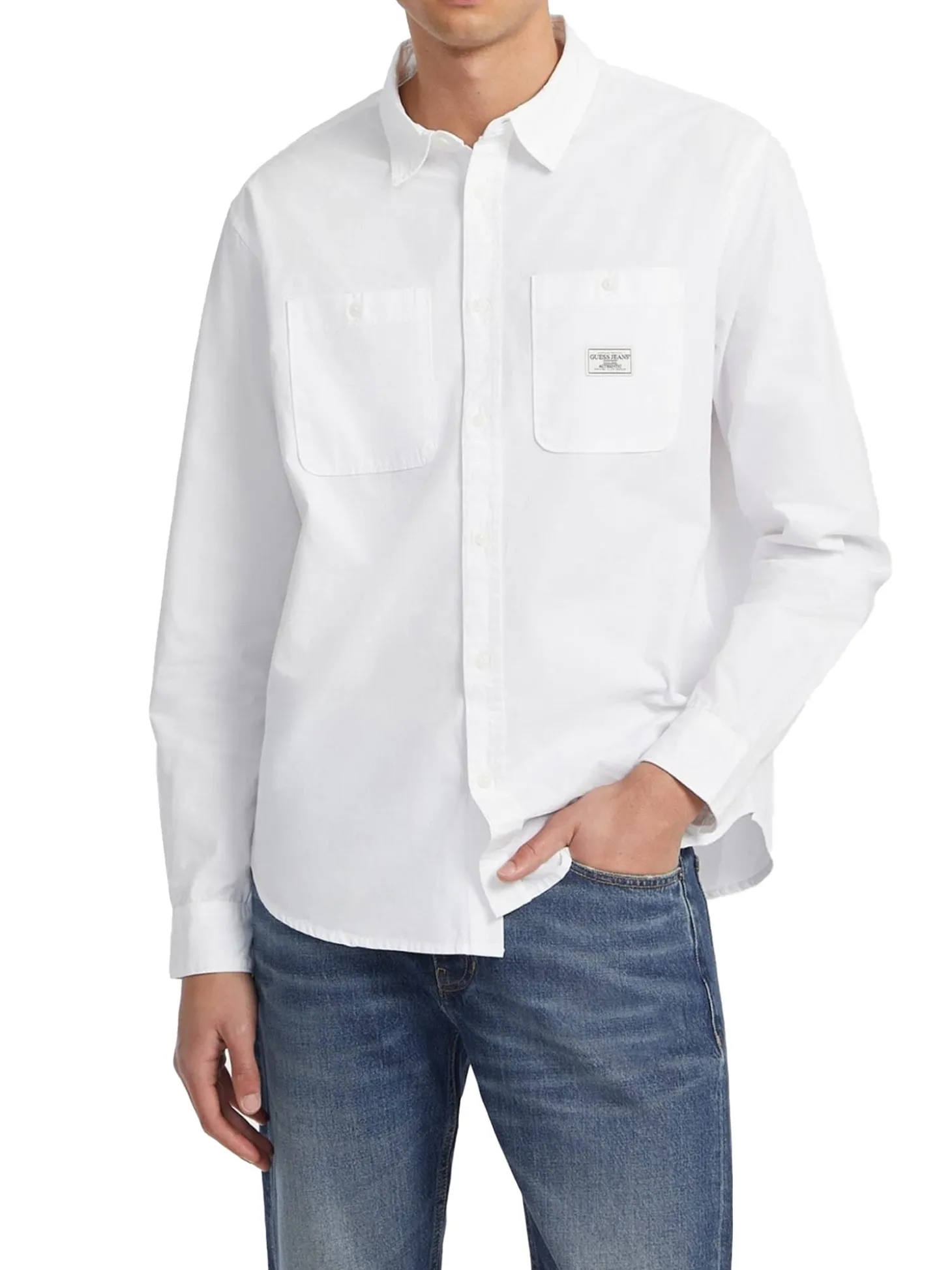 Camicia con tasche a manica lunga bianco