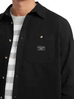 Camicia con tasche a manica lunga nero