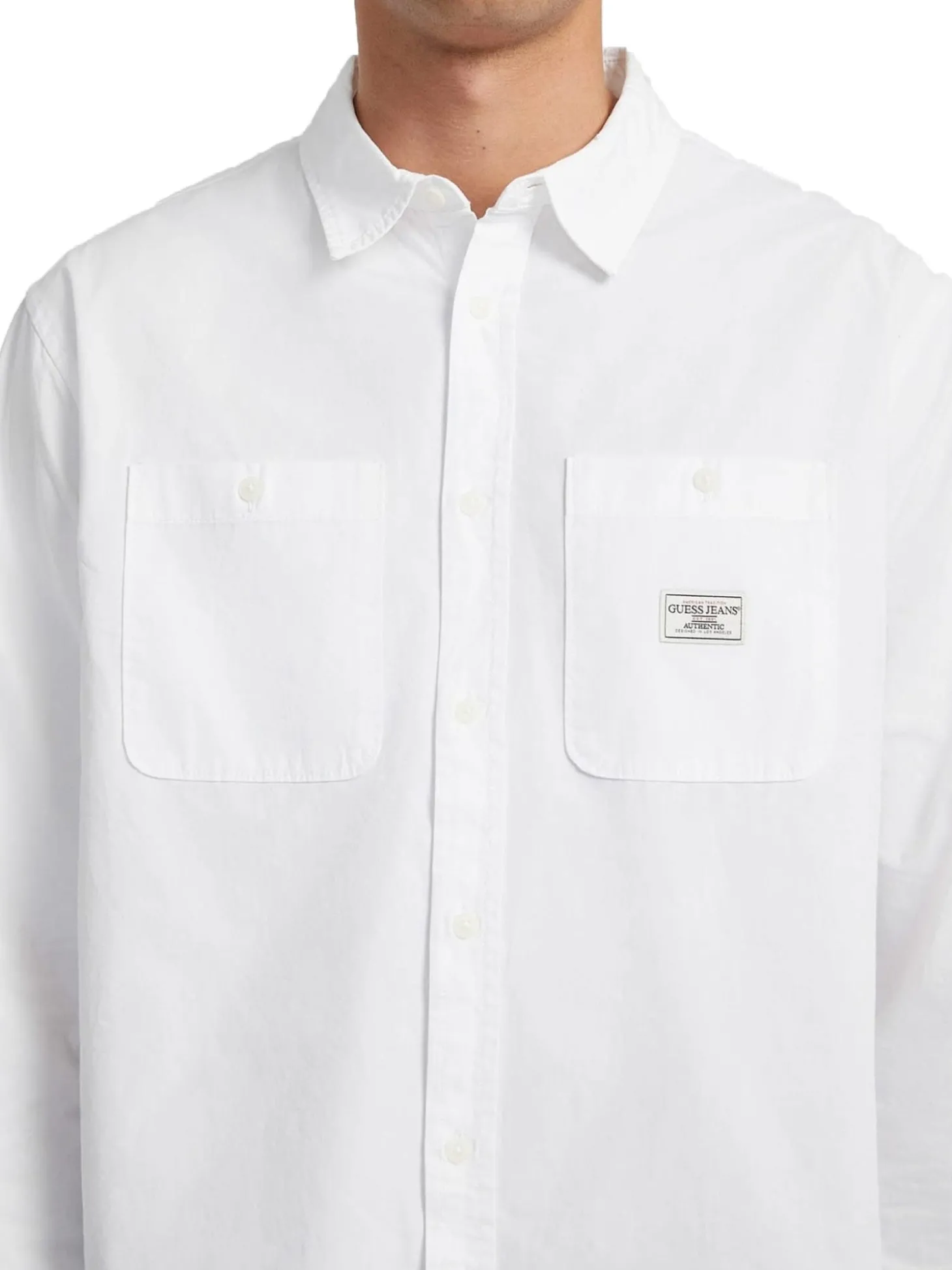 Camicia con tasche a manica lunga bianco