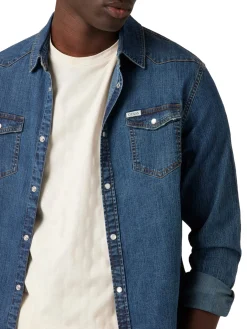 Camicia di jeans slim fit in denim blu