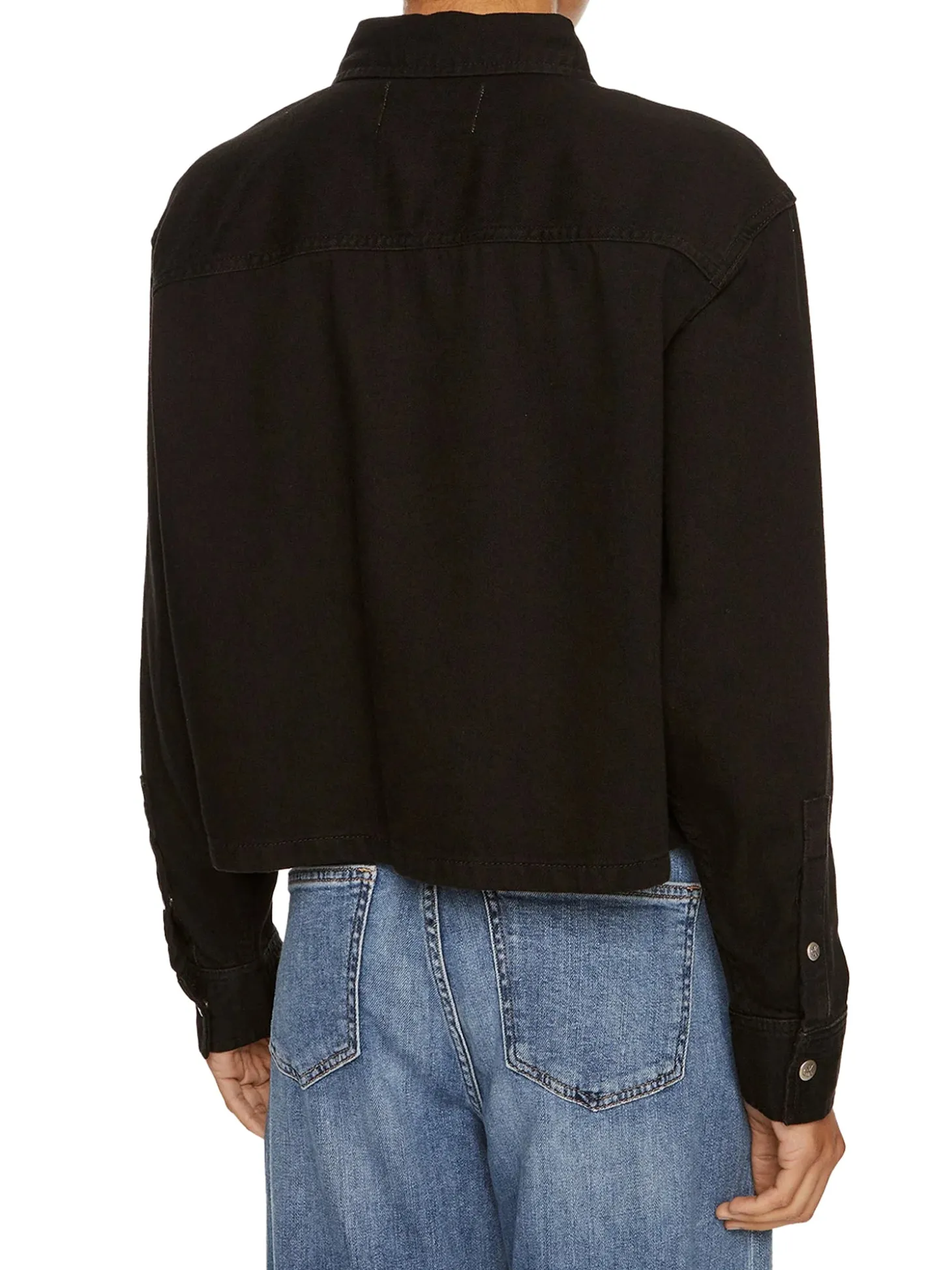 Camicia in denim a maniche lunghe con logo nero