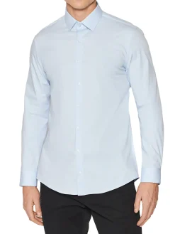 Camicia in popeline slim celeste