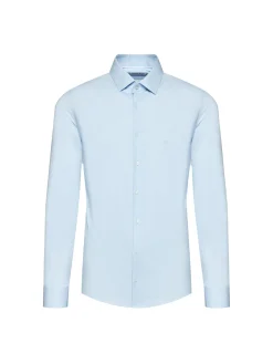 Camicia in popeline slim celeste