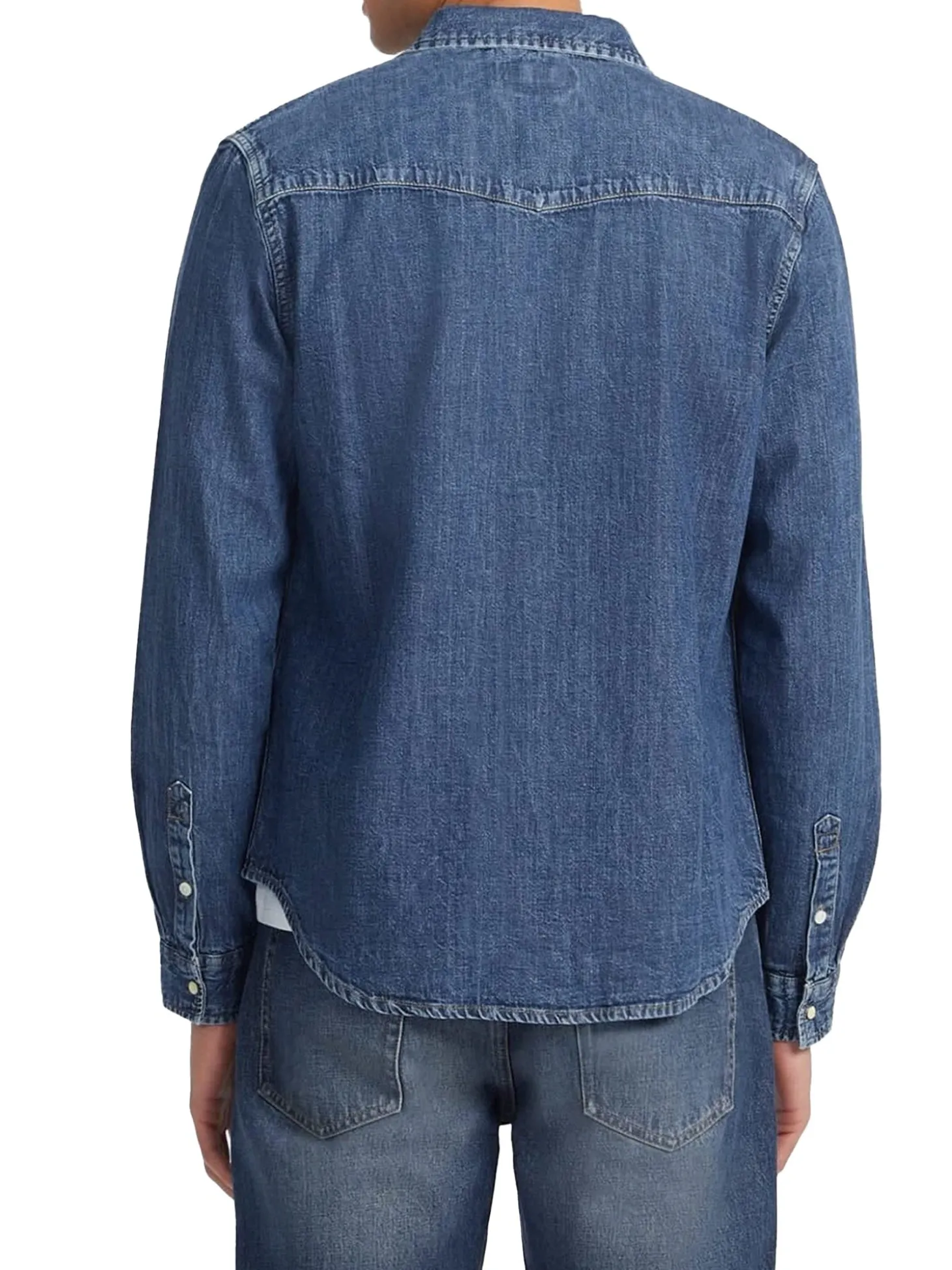 Camicia jeans vestibilità slim a manica lunga denim blue