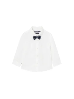 Camicia manica lunga con papillon bianco