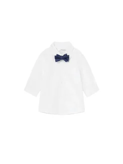 Camicia manica lunga con papillon bianco