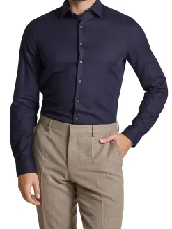 Camicia manica lunga contrast collar twill blu