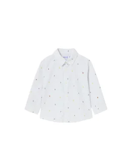 Camicia manica lunga in cotone lettering