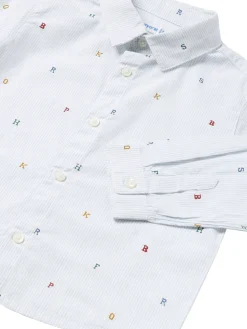 Camicia manica lunga in cotone lettering