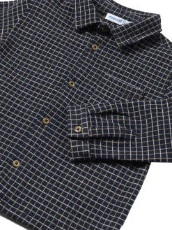 Camicia manica lunga jacquard blu