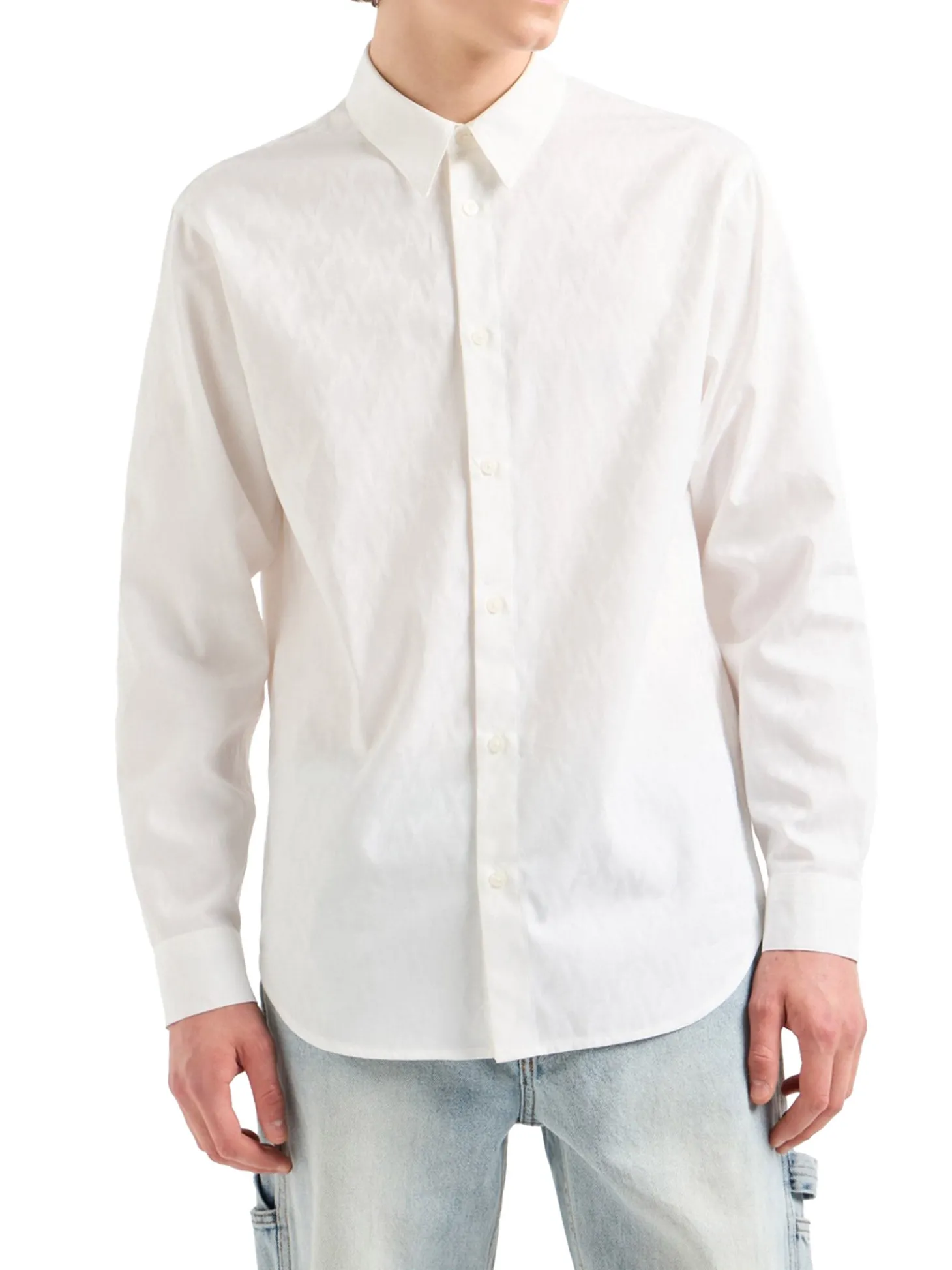 Camicia manica lunga logo all over bianco