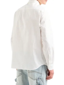 Camicia manica lunga logo all over bianco