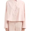 Camicia manica lunga over cotone rosa
