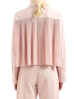 Camicia manica lunga over cotone rosa