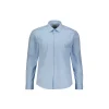 Camicia manica lunga slim logo sleeve popeline celeste