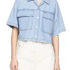 Camicia maniche corte in denim medio