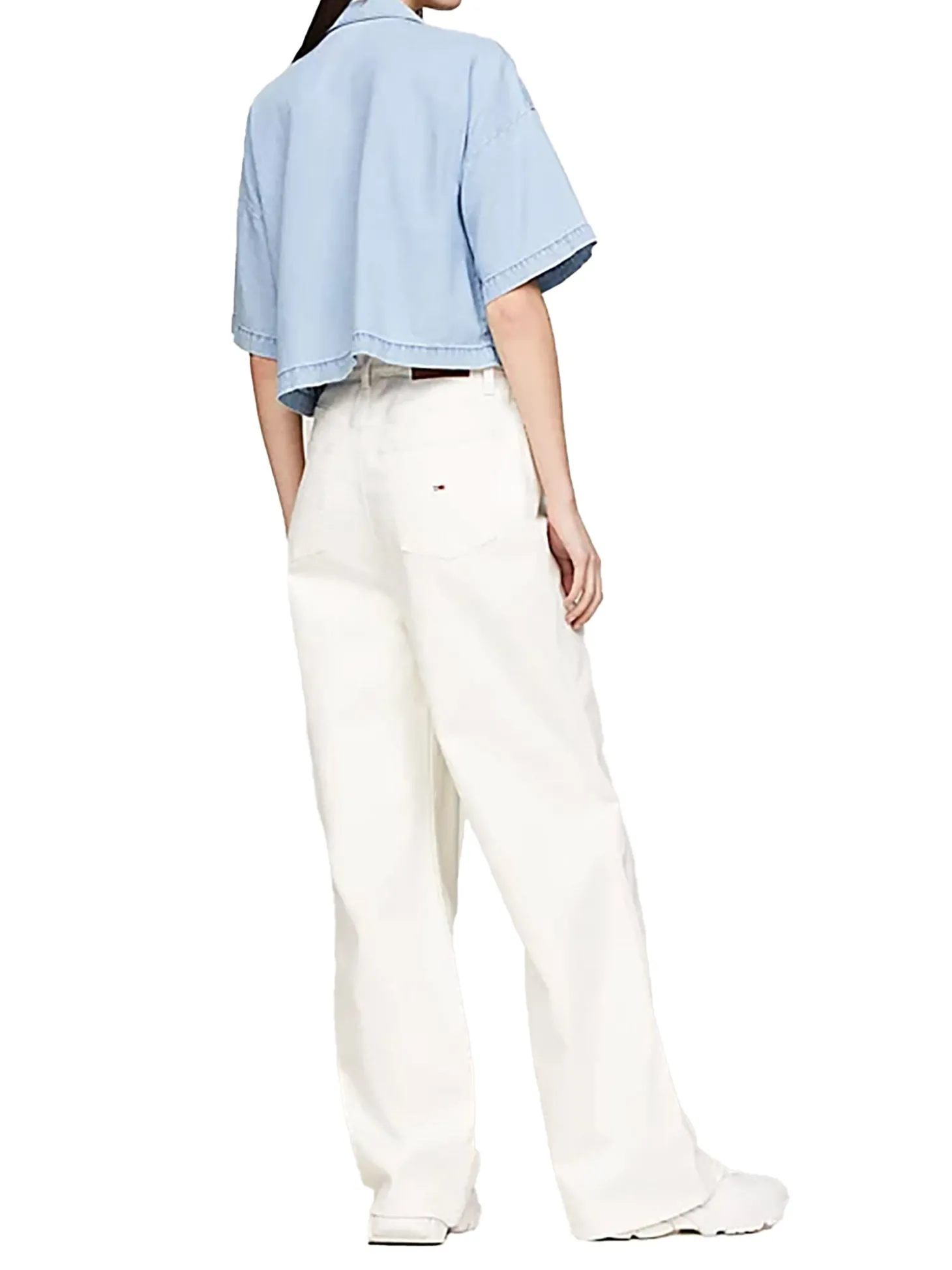 Camicia maniche corte in denim medio