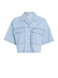 Camicia maniche corte in denim medio