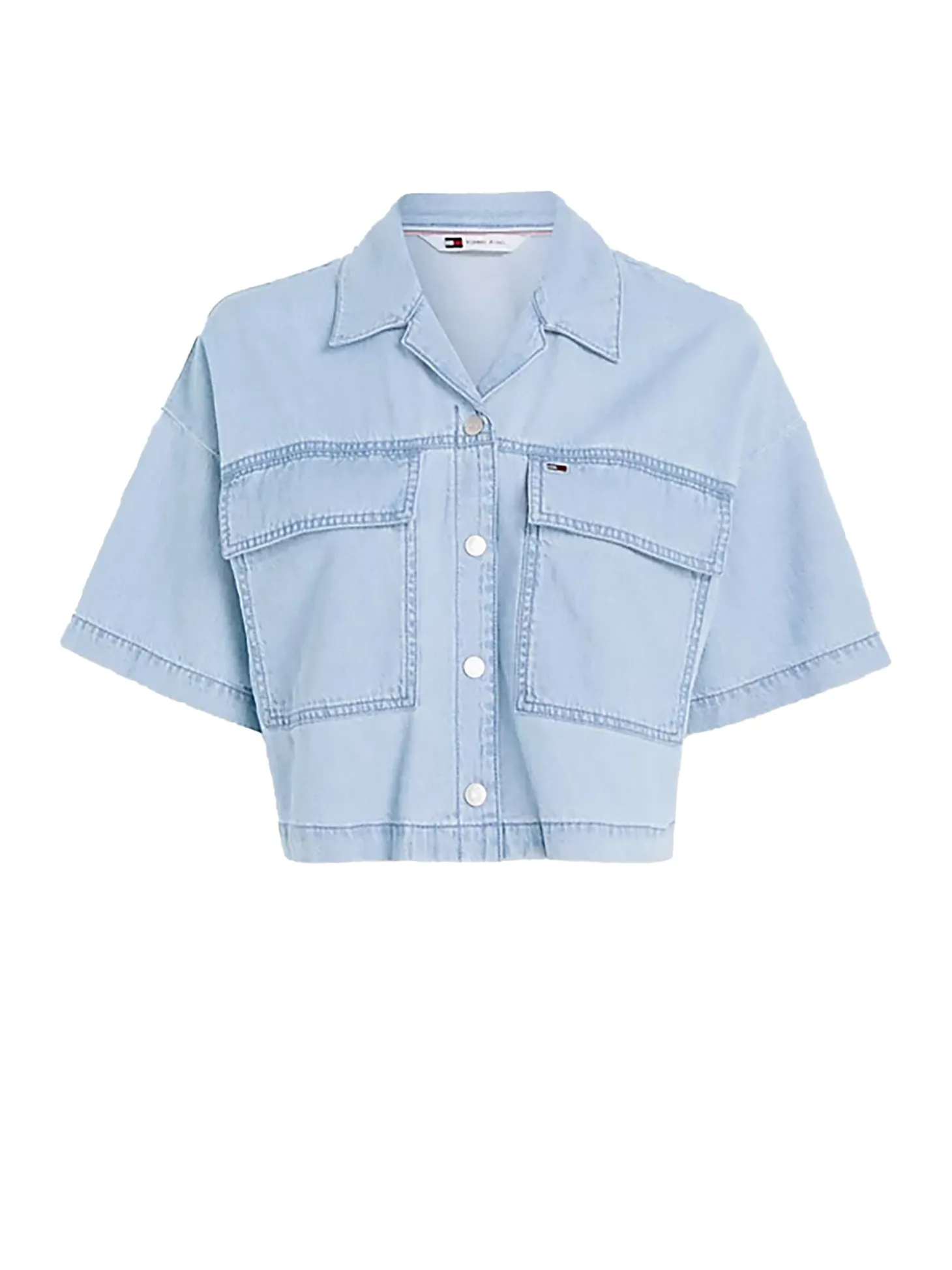 Camicia maniche corte in denim medio