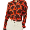 Camicia maniche lunghe con stampa geometrica rossa
