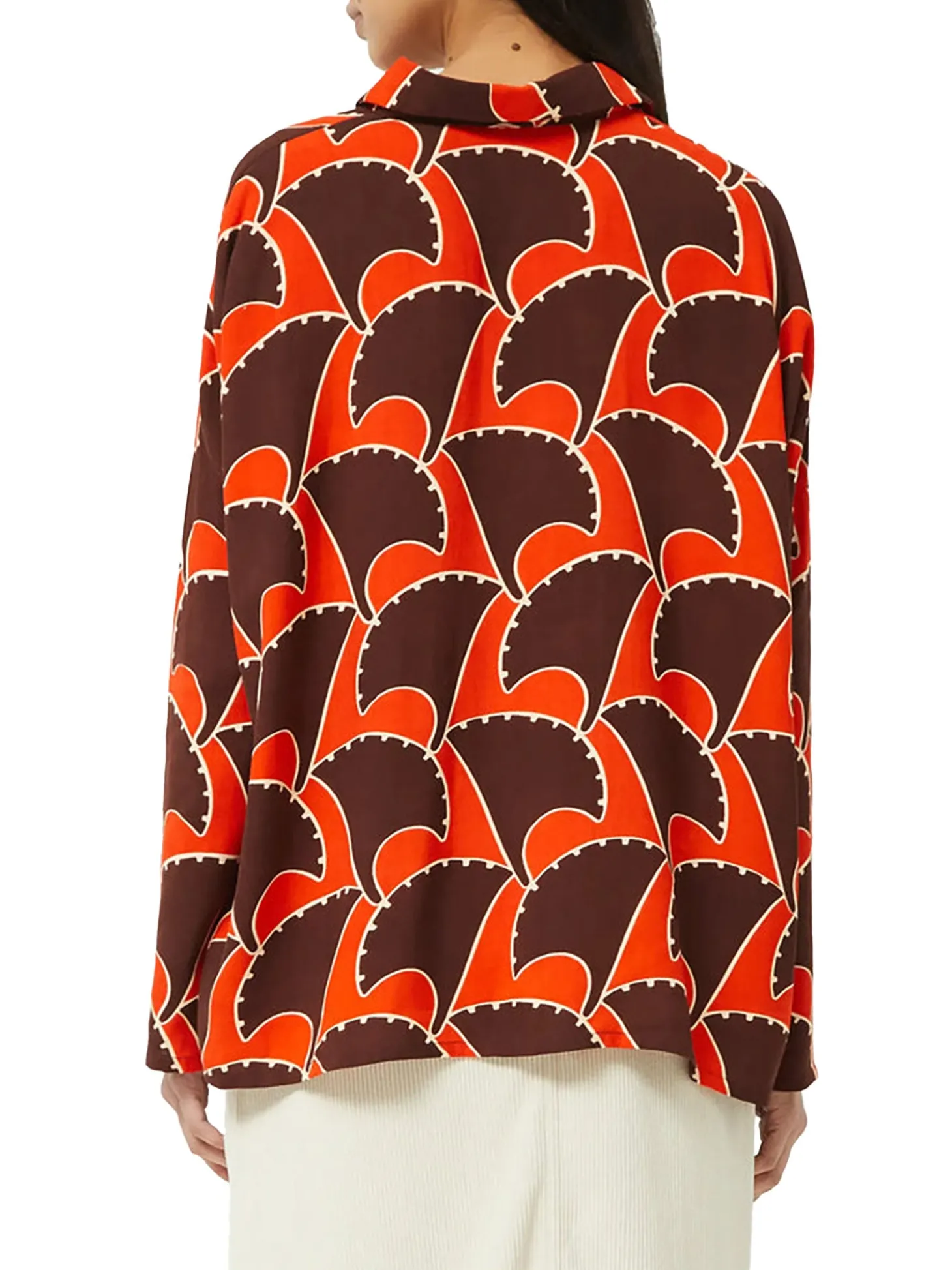 Camicia maniche lunghe con stampa geometrica rossa