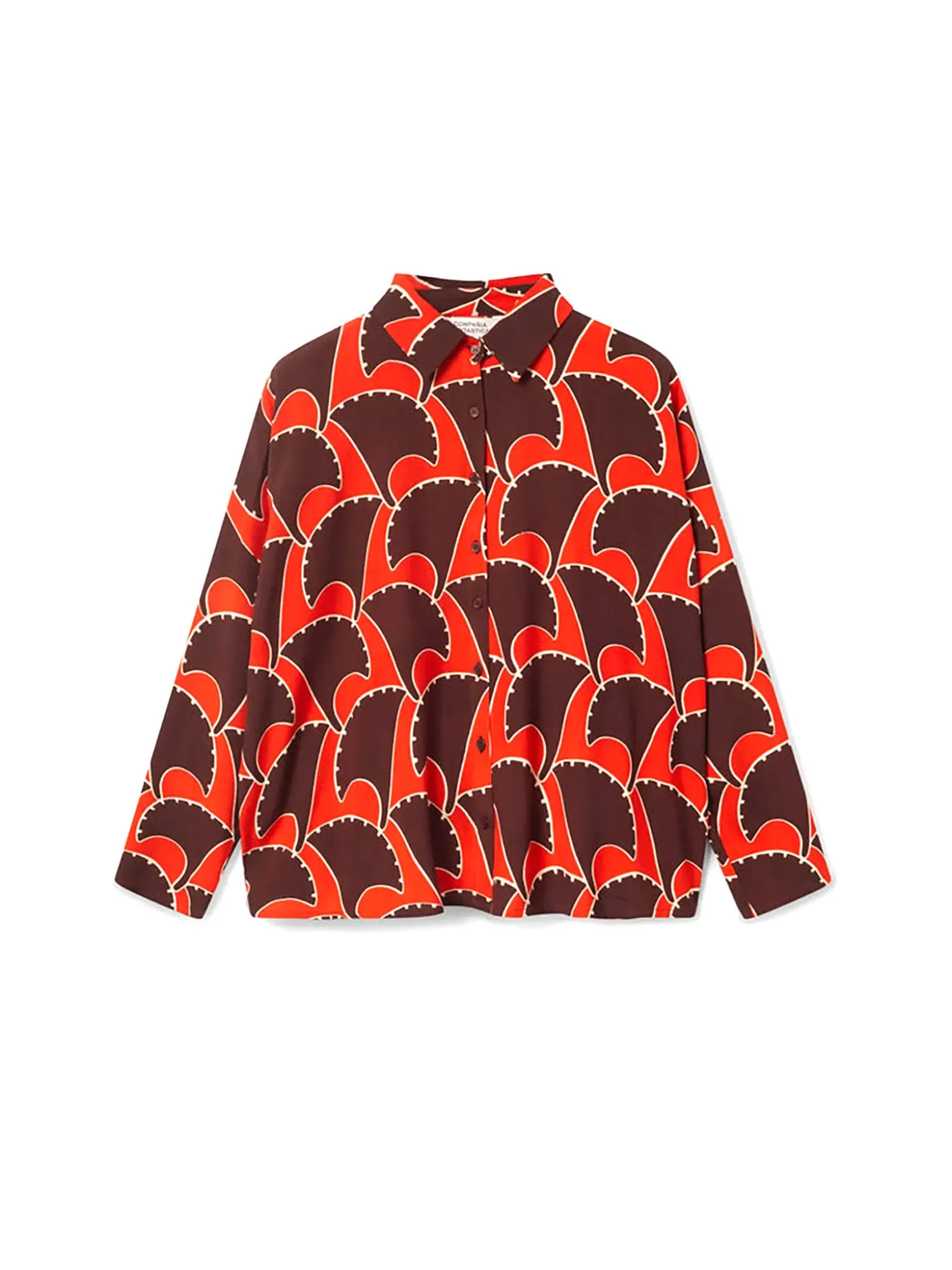 Camicia maniche lunghe con stampa geometrica rossa