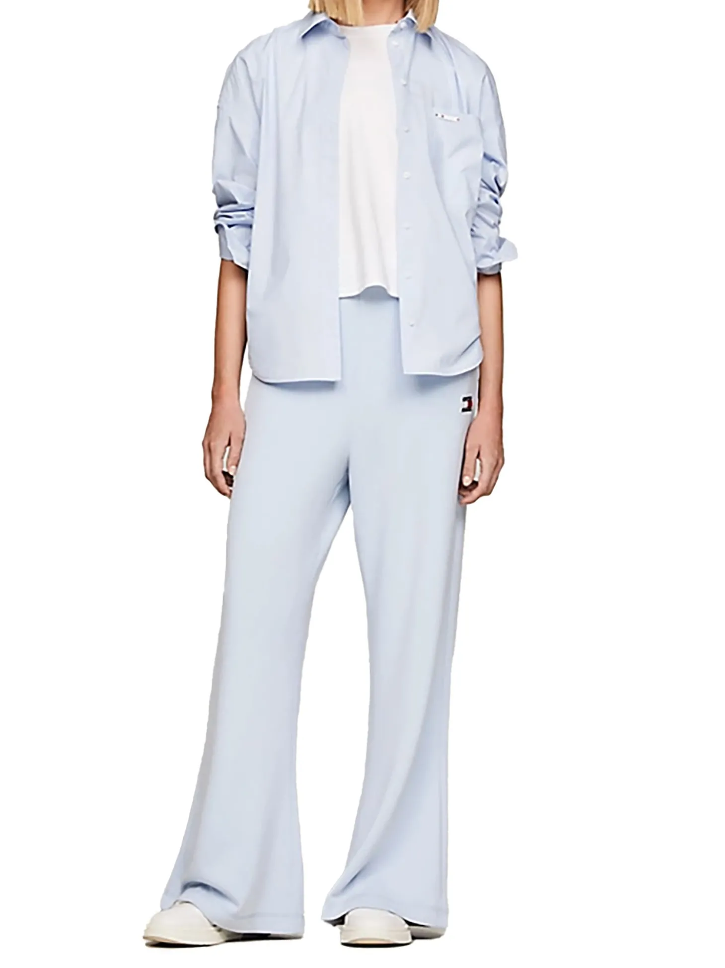 Camicia maniche lunghe oversize celeste