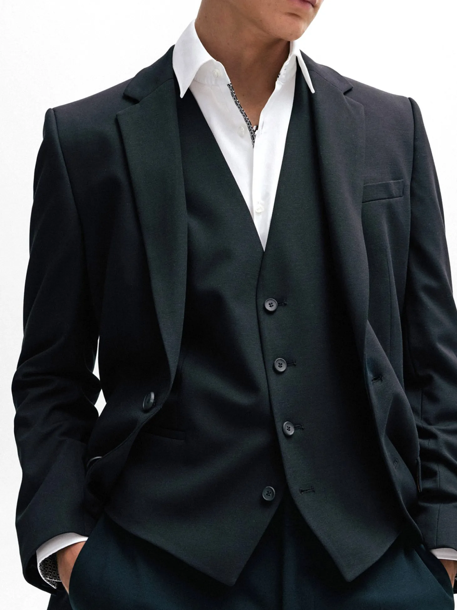 Camicia slim fit con collo Italiano