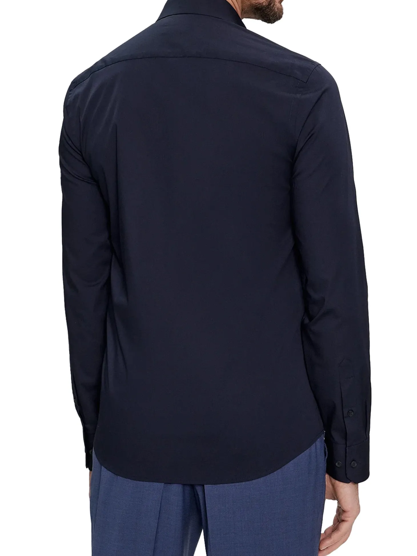 Camicia slim fit in popeline elasticizzato blu