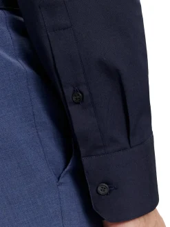 Camicia slim fit in popeline elasticizzato blu