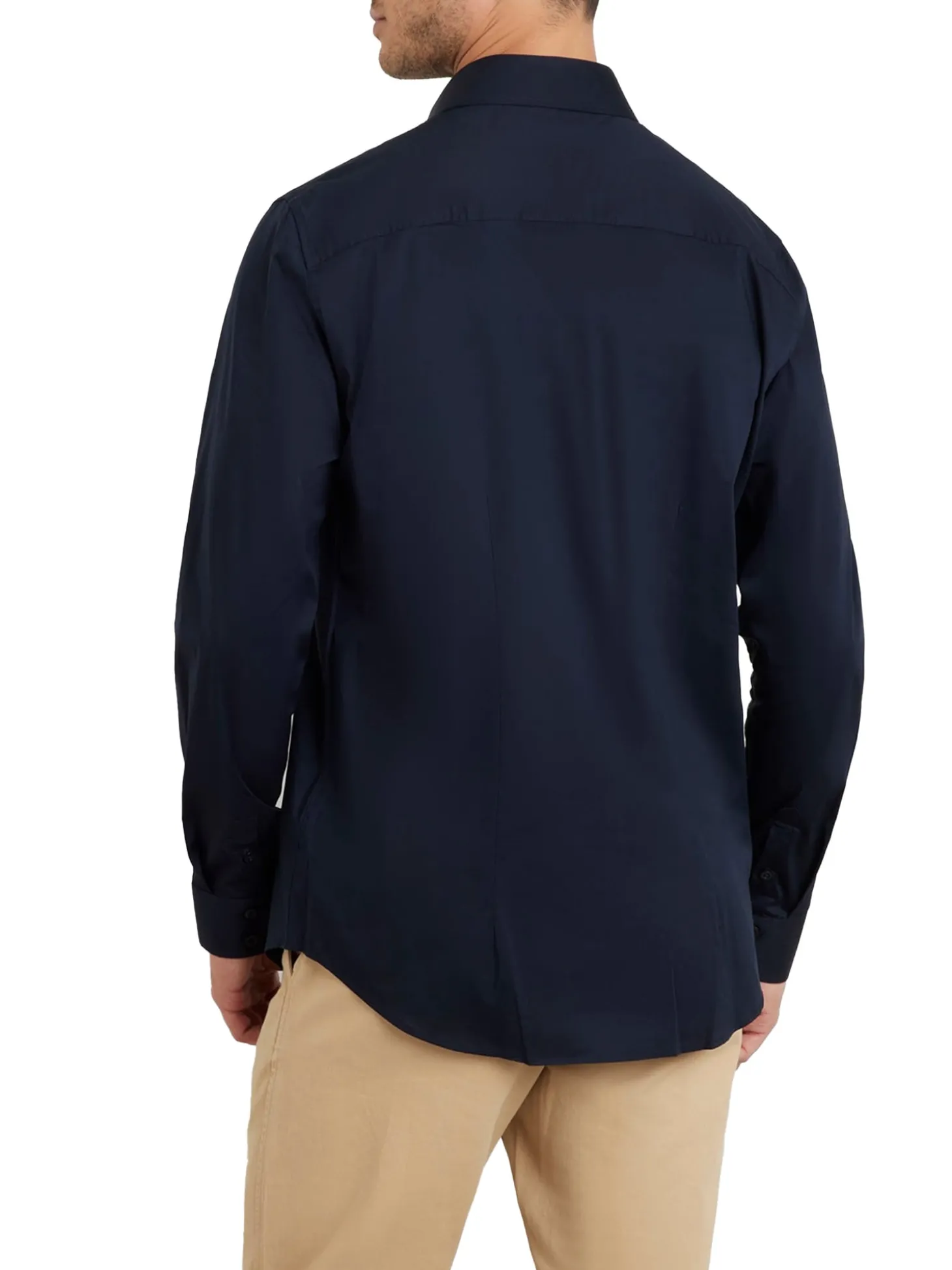 Camicia Sunset cotone con logo ricamato sul petto blu
