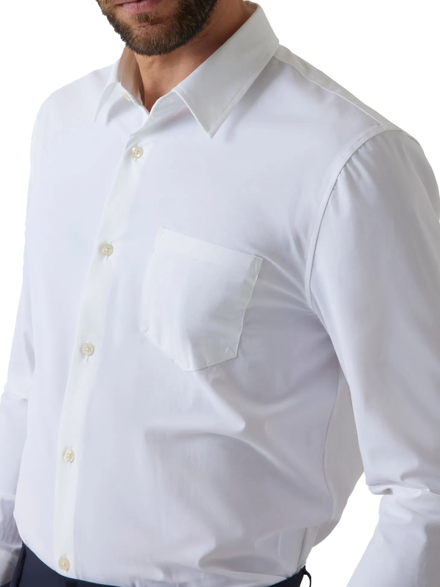 Camicia Sunset tech con tasca sul petto bianco