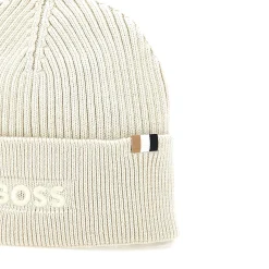 Cappello a coste logo ricamo panna