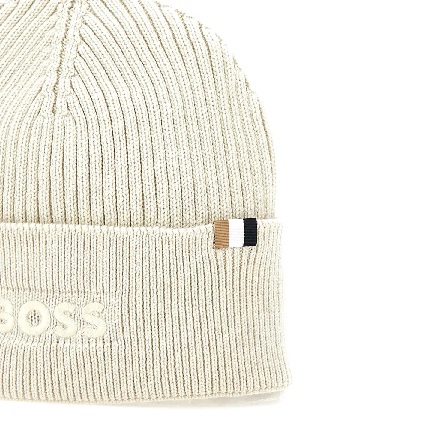 Cappello a coste logo ricamo panna