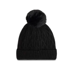 Cappello a trecce con pon pon nero