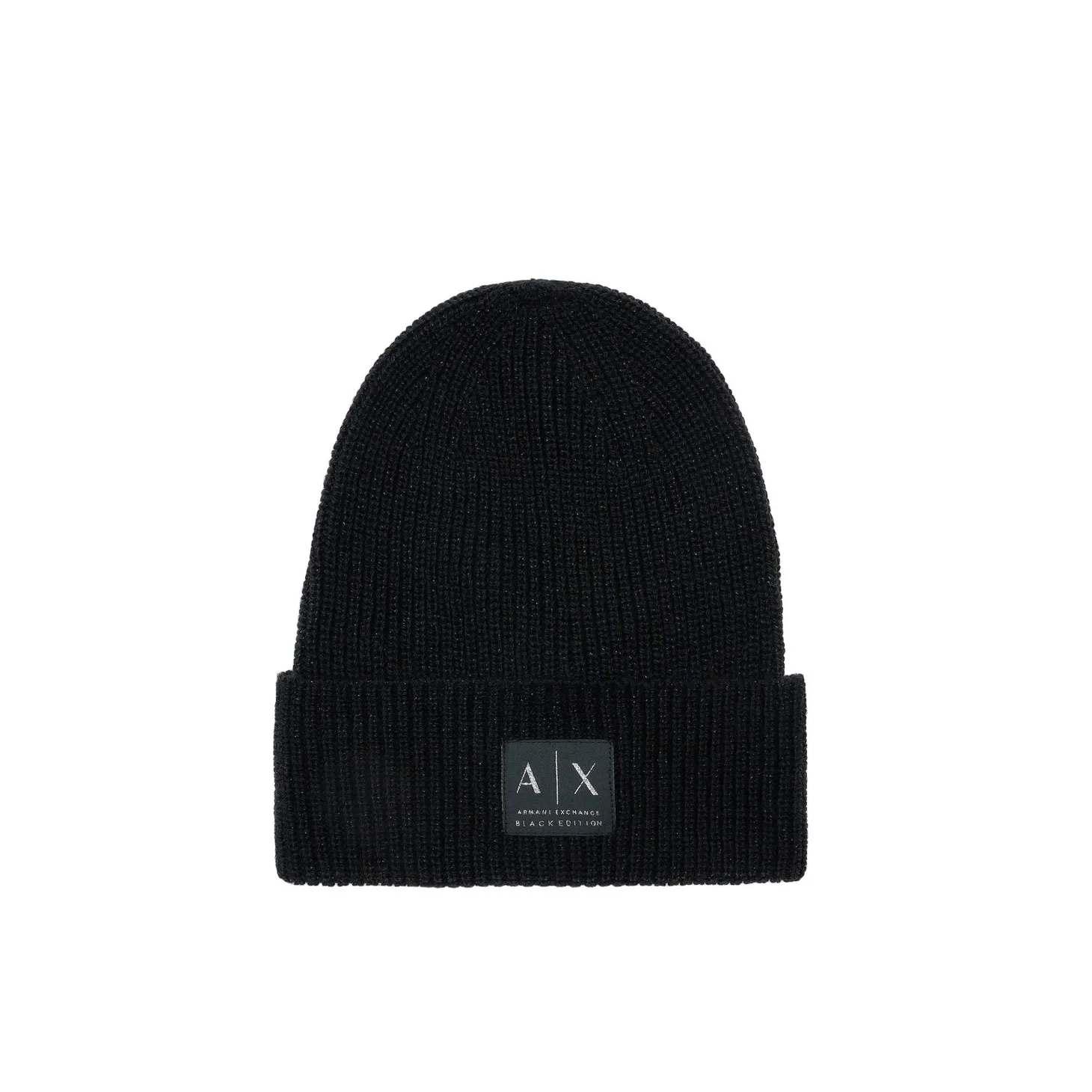 Cappello con etichetta logo lana nero