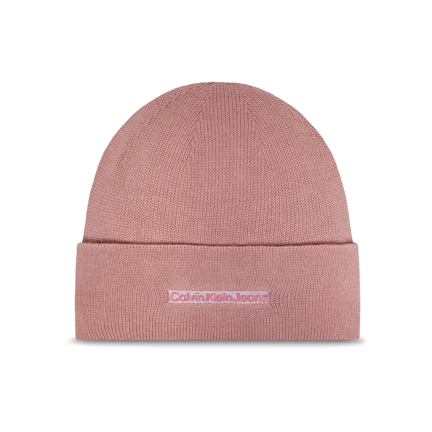 Cappello con logo centrale a contrasto cipria
