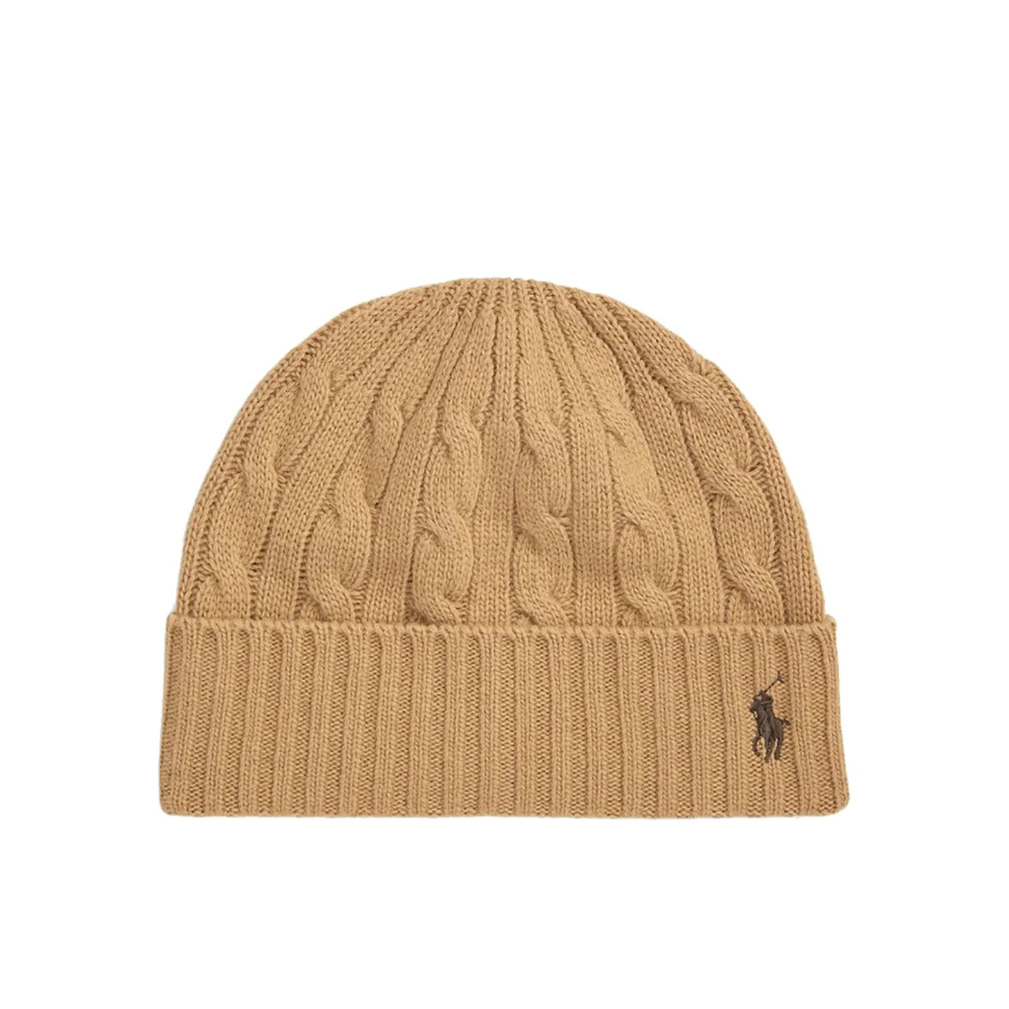 Cappello in lana a trecce cammello