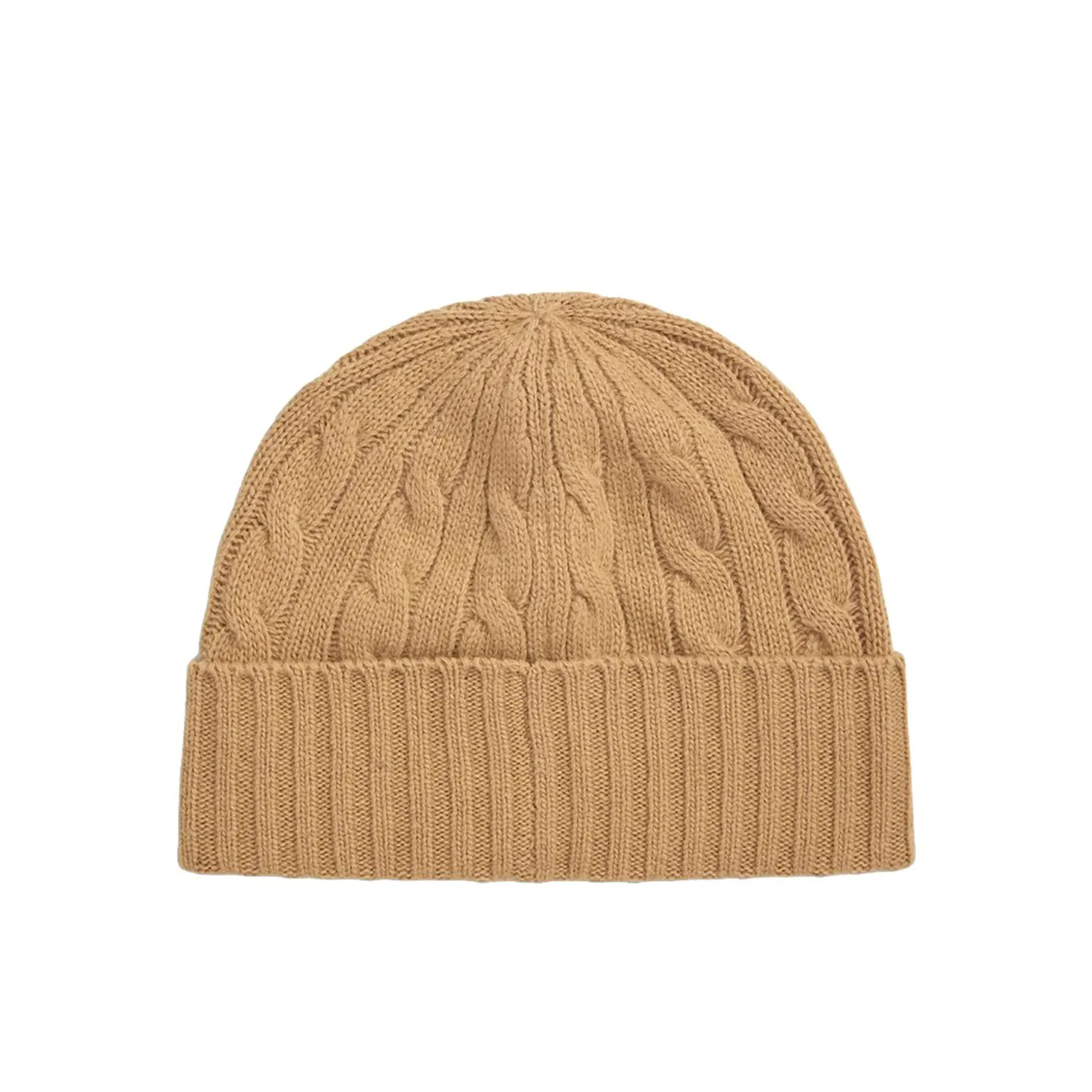 Cappello in lana a trecce cammello