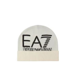 Cappello in maglia Beanie con logo panna