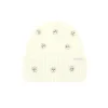 Cappello in maglia con applicazioni gioiello avorio