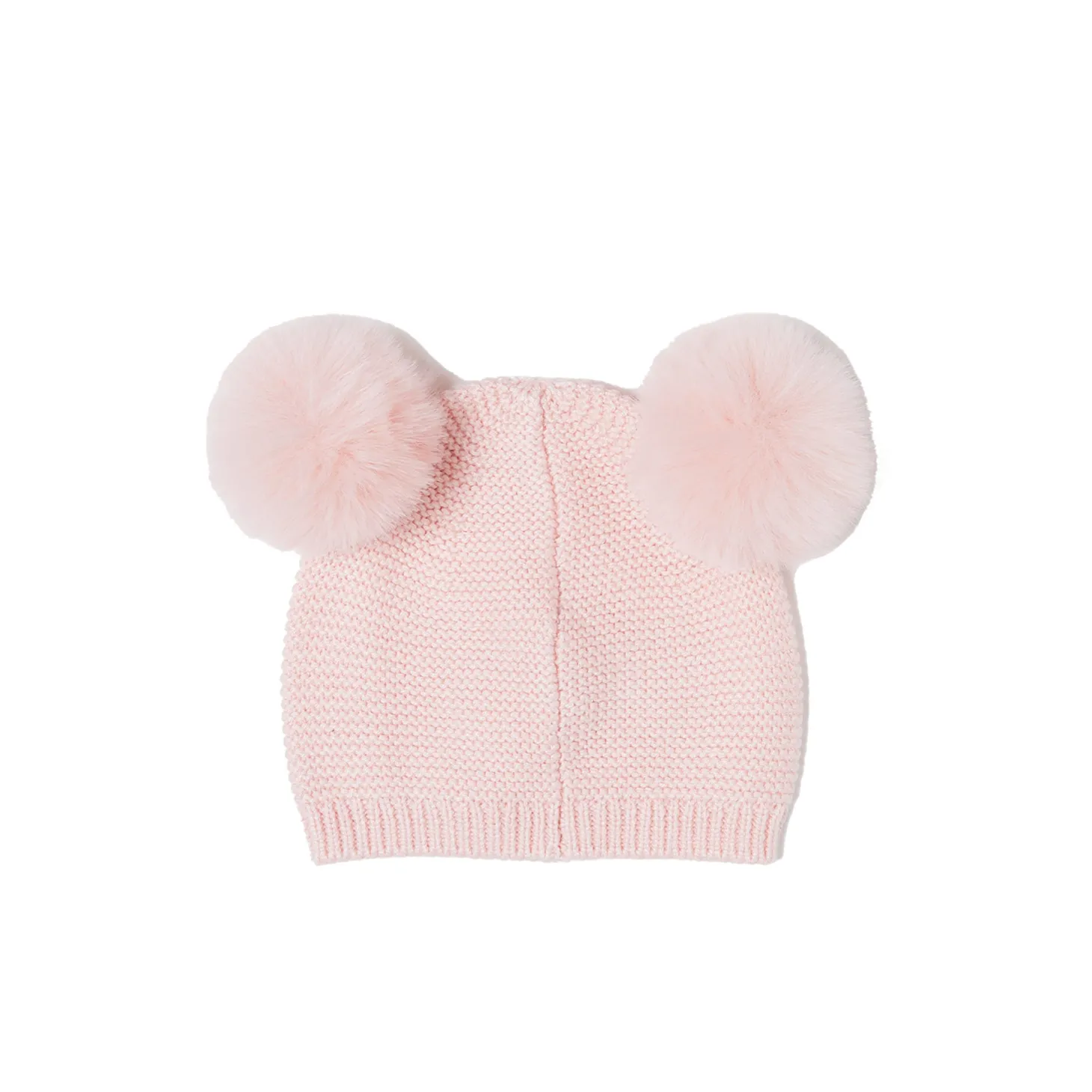 Cappello in maglia con pon pon rosa