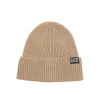 Cappello logo a costine in lana beige