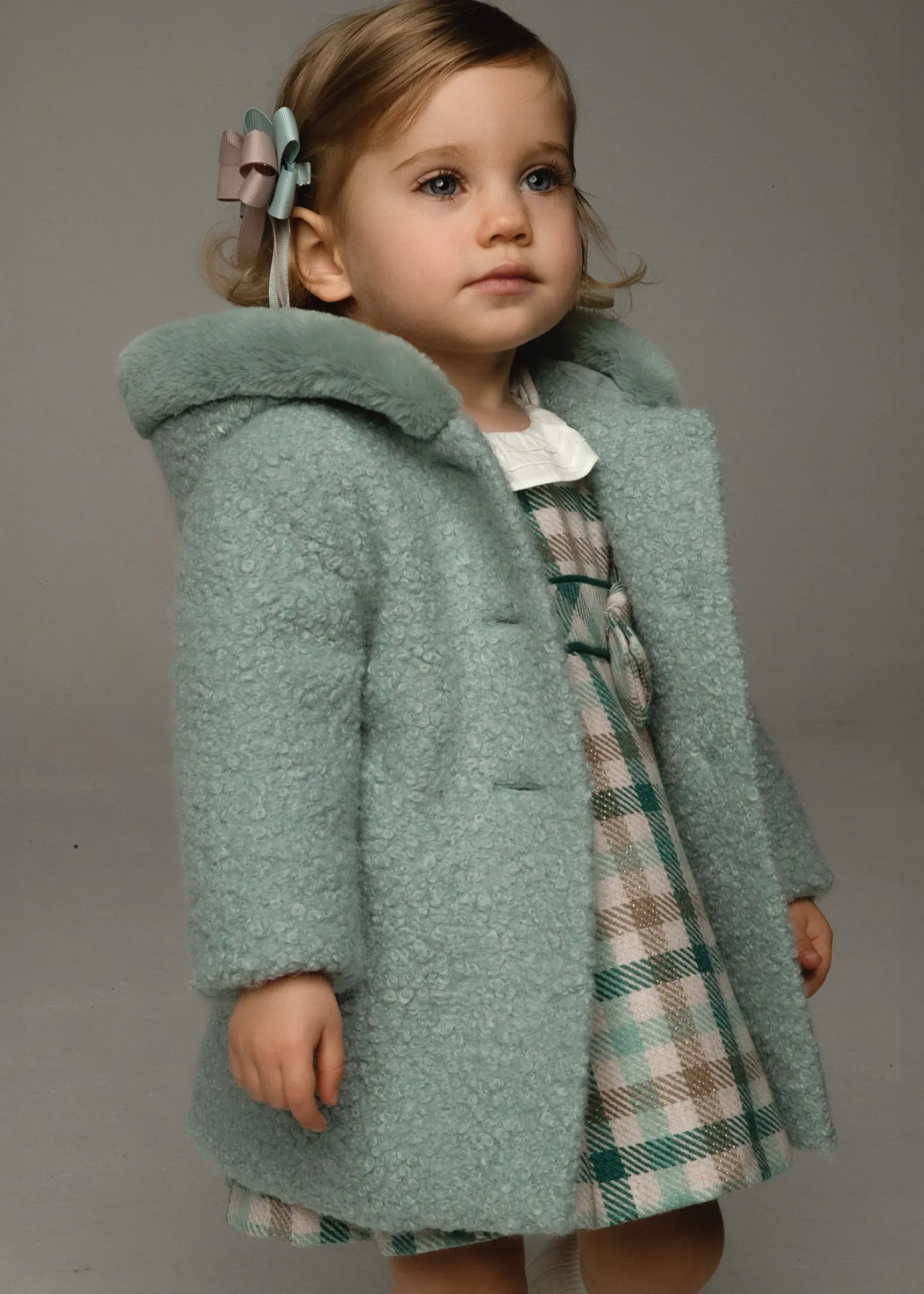 Cappotto cappuccio Teddy salvia