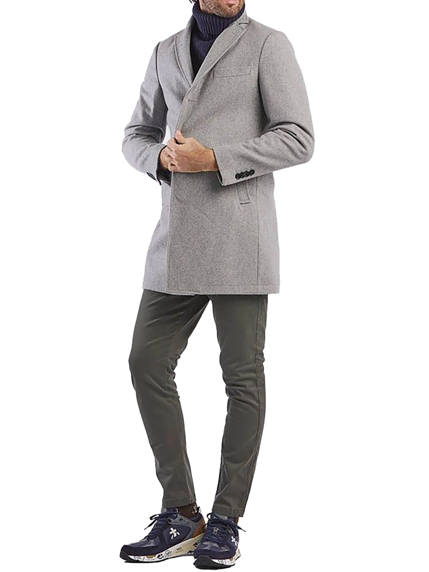 Cappotto con bottoni panno perla