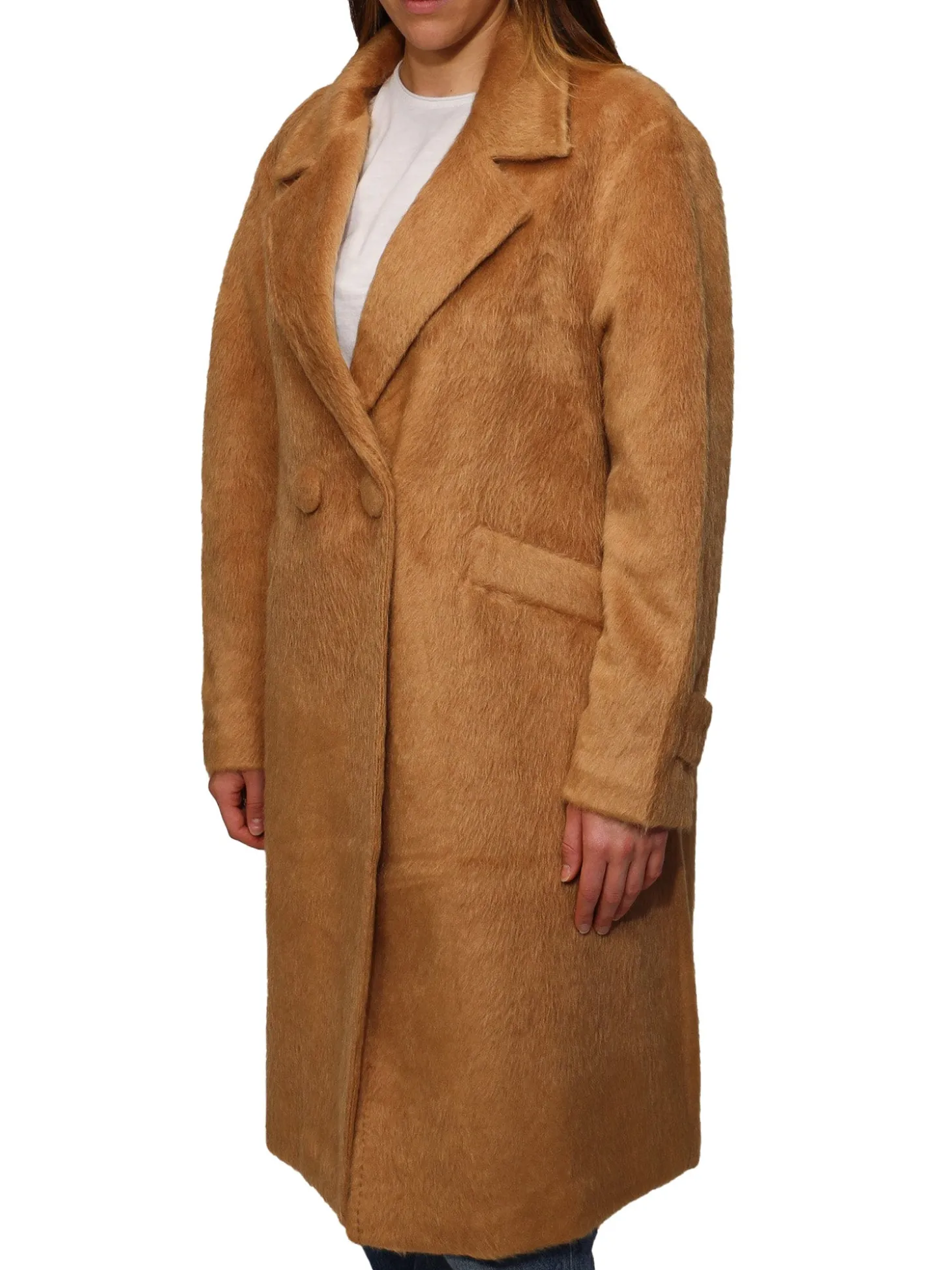 Cappotto doppio petto beaver cammello