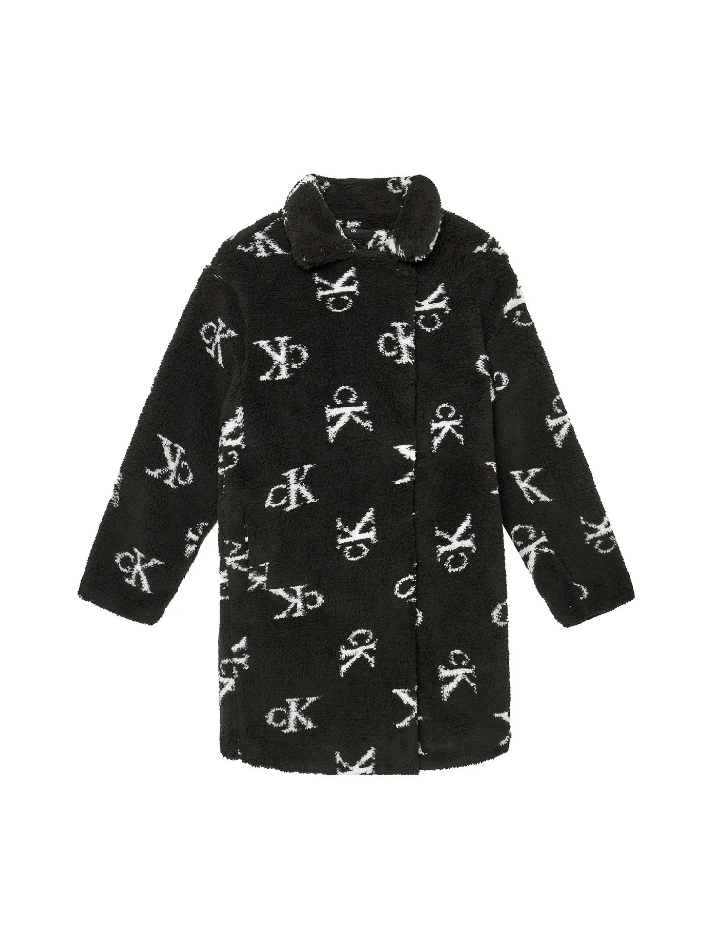 Cappotto Teddy con monogram allover nero