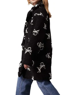 Cappotto Teddy con monogram allover nero
