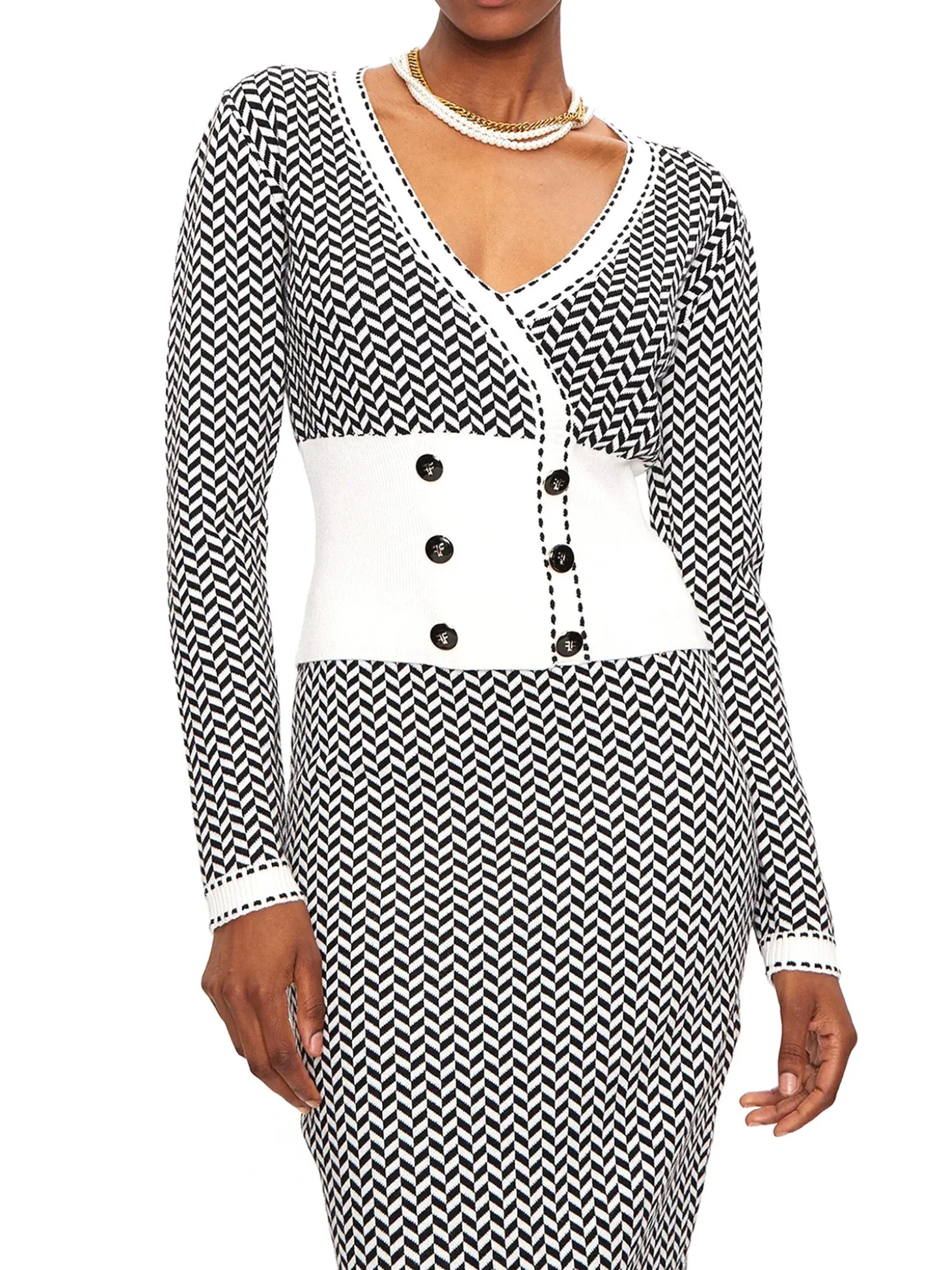 Cardigan a fantasia bianco/nero