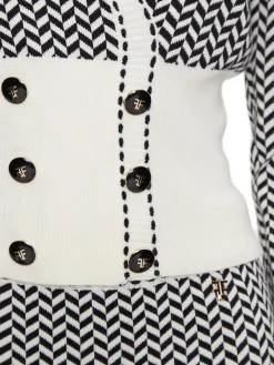 Cardigan a fantasia bianco/nero